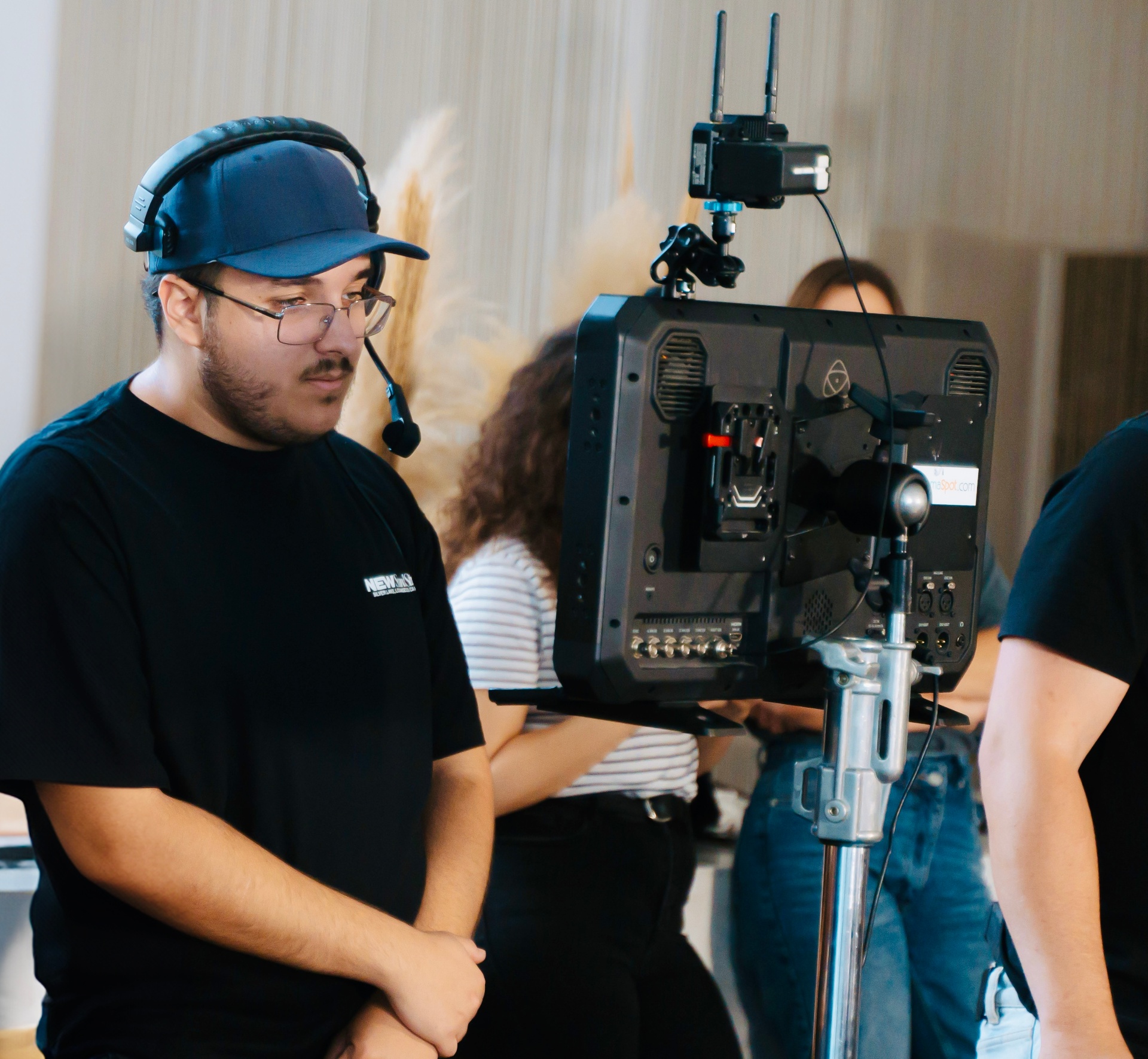 Tohar Znati on set behind the monitor